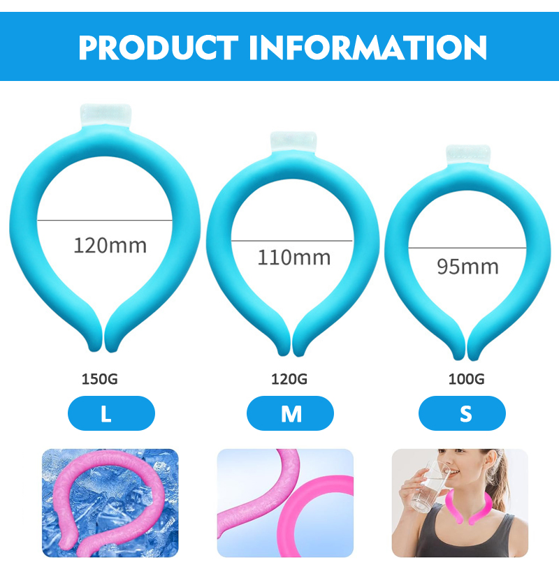 Hot Sale Wearable Neck Cooling Tube Gel Cold Ice Ring Portable Neck Cooler