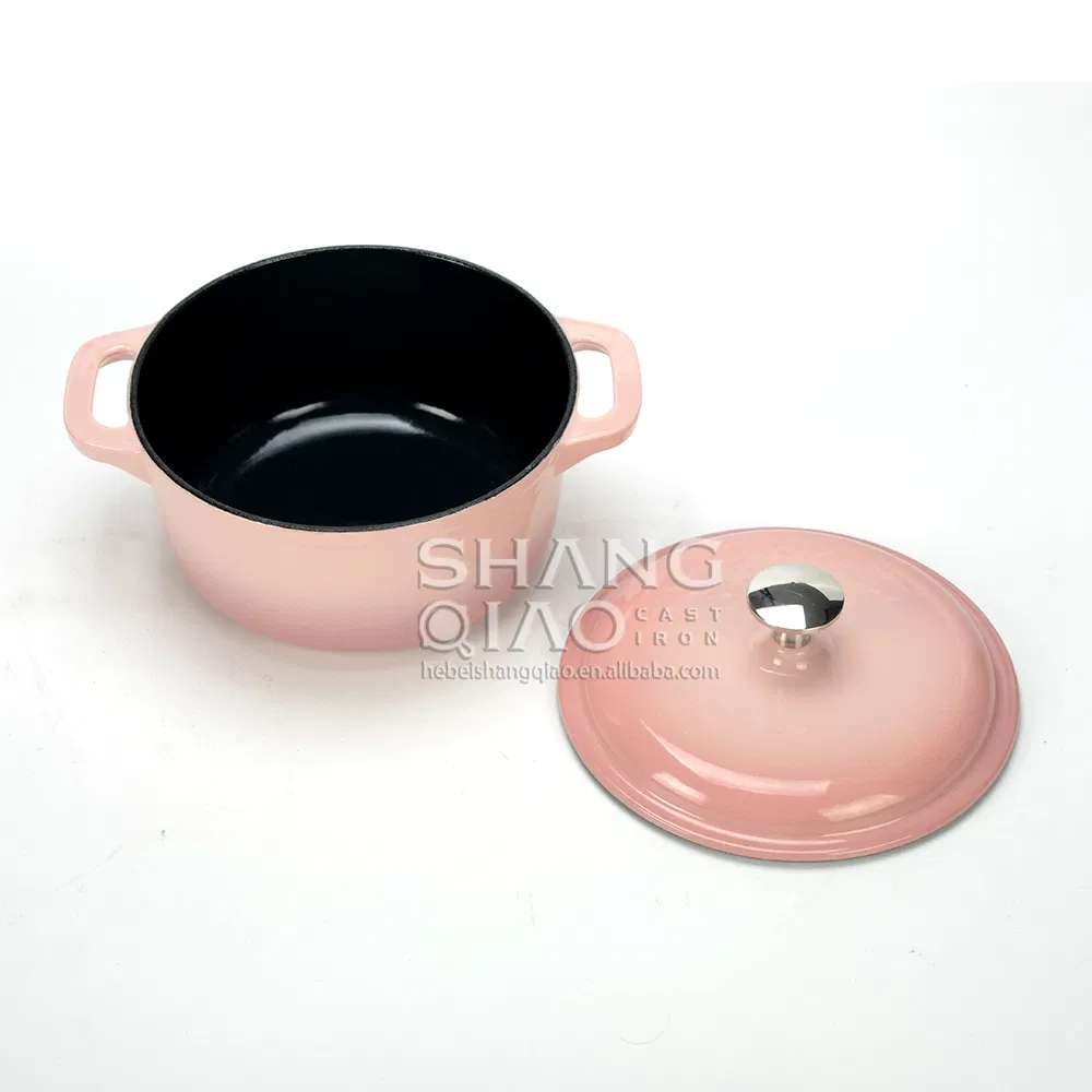 18 Cm 7" Enameled Cast Iron Dutch Oven with Lid Premium Casserole Cooking Pot Pink Cast Iron Round Casserole