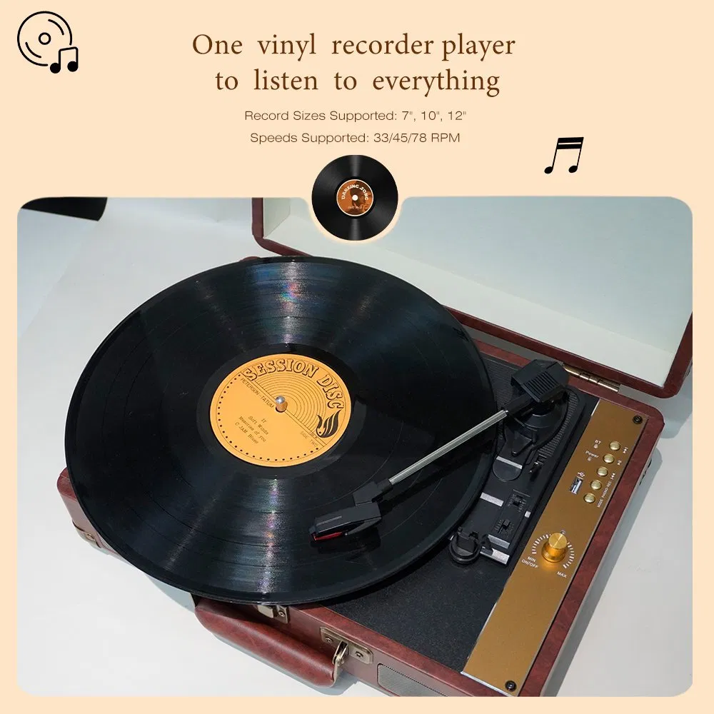 Customizable OEM ODM Vinyl Record Player Phonogram Gramophone Suitcase Turntable