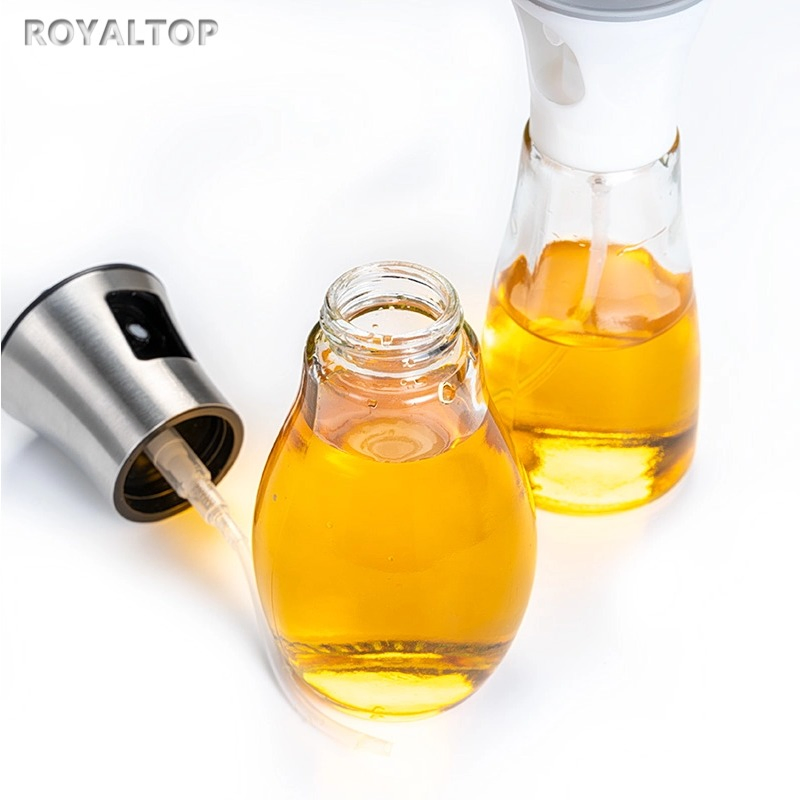 Kitchen Food Grade Lead-Free Glass Oil Sprayer Dispenser Bottle 200ml Mini Olive Oil Spray with Stainless Steel Pump