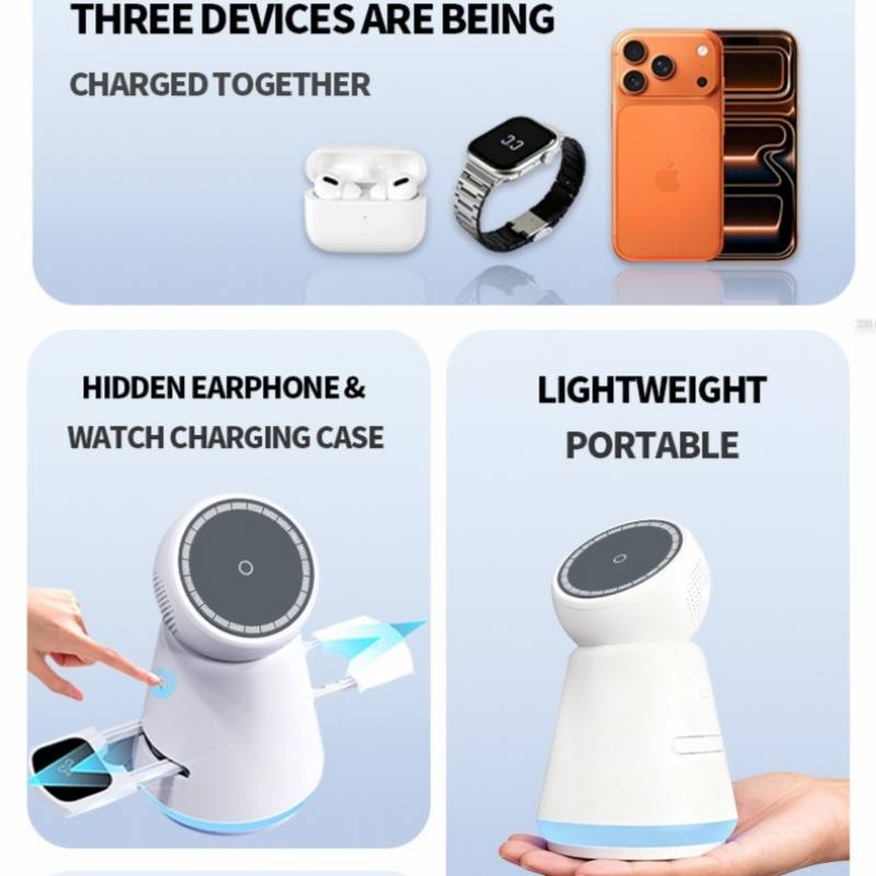 Многофункциональная беспроводная зарядка для телефона и часов