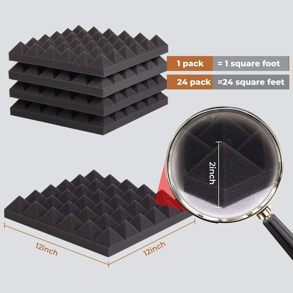 Self Adhesive Soundproofing Acoustic Pyramid Foam Panel for Studio 12inch