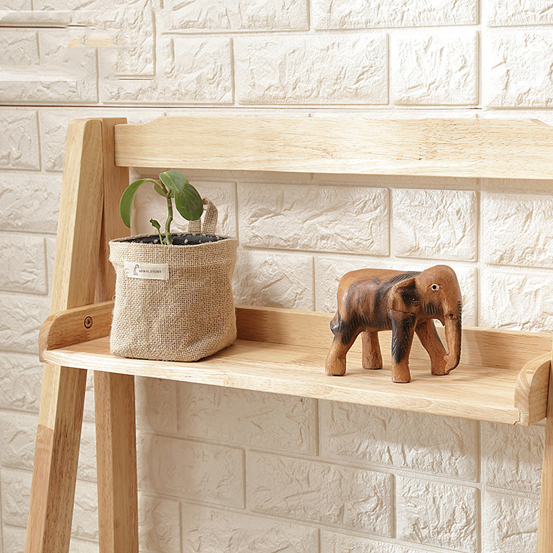 Multi-Purpose Solid Wood Shelf Wood Storage Rack Natural