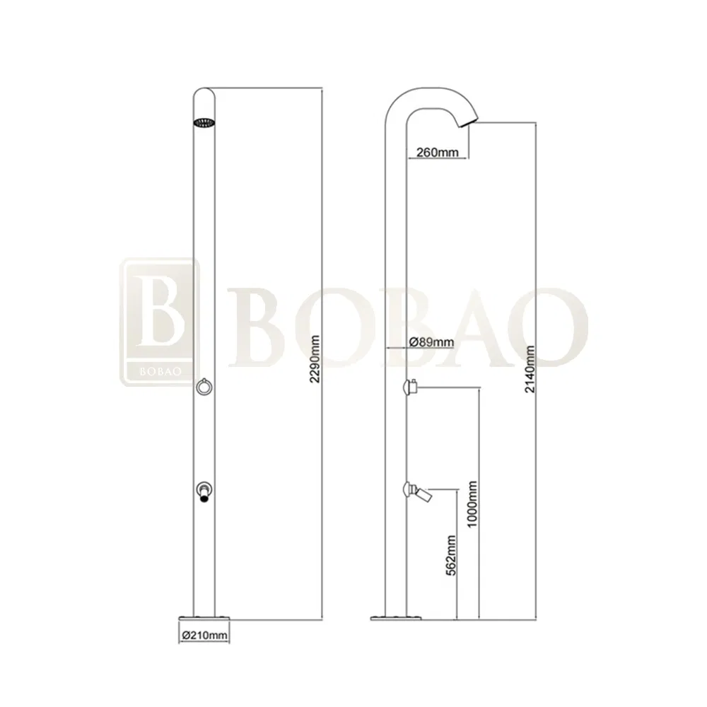 Premium Outdoor Shower Column in Stainless Steel with Temperature Control