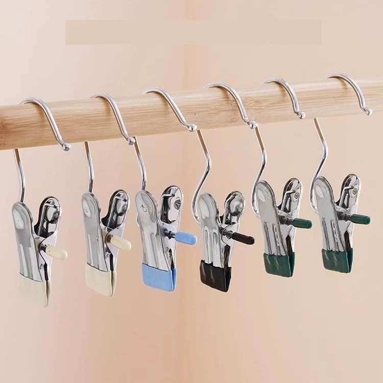 10PCS Stainless Steel Clothes Drying Seamless Storage Fabric Three Character Clip Hook