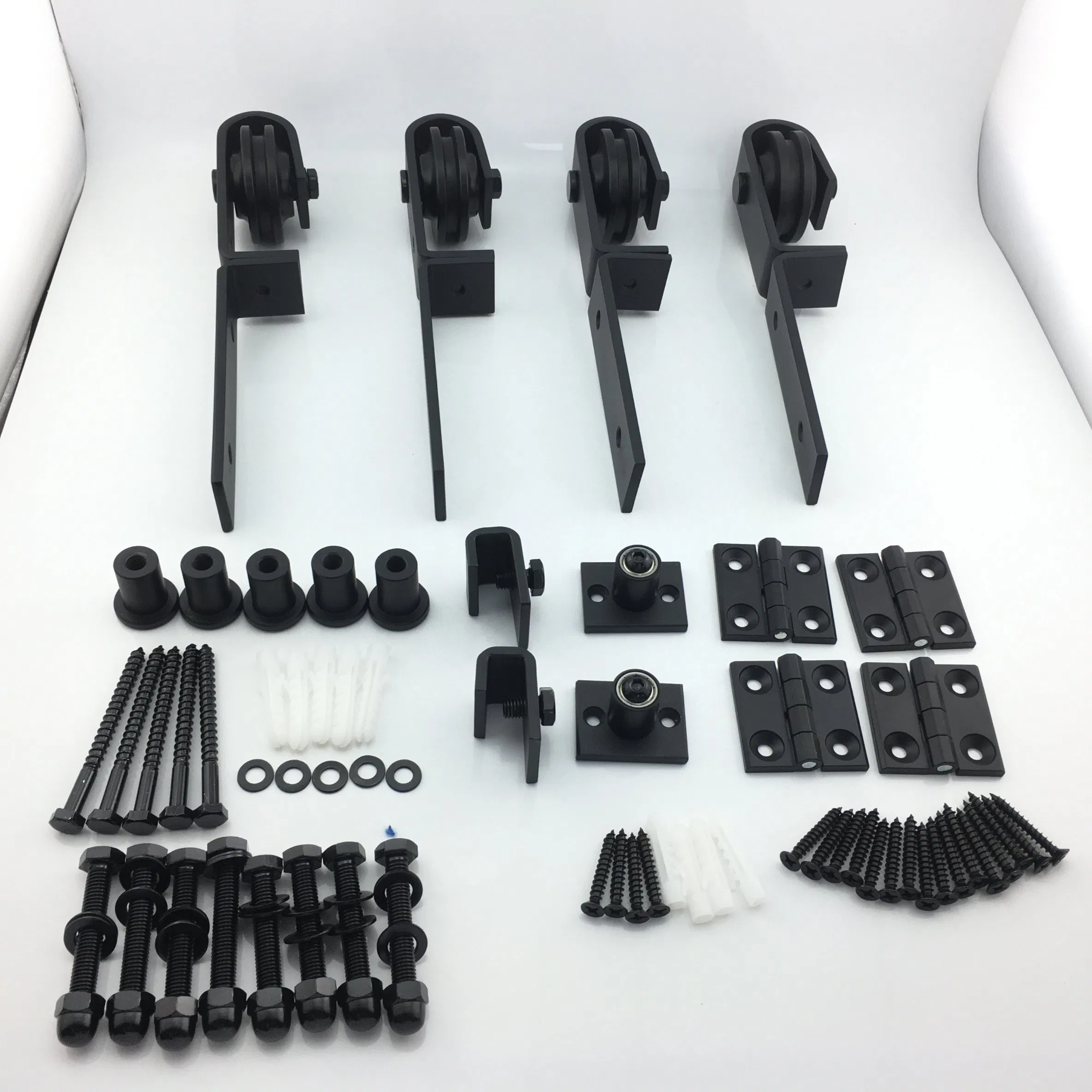 Top Mount Roller Bifold Sliding Barn Door Hardware Kit Black Flat Track Modern