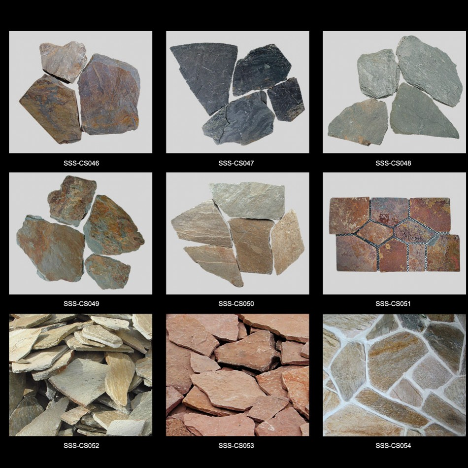 Beige/Rusty/Black/Yellow Irregular Slate with Mesh