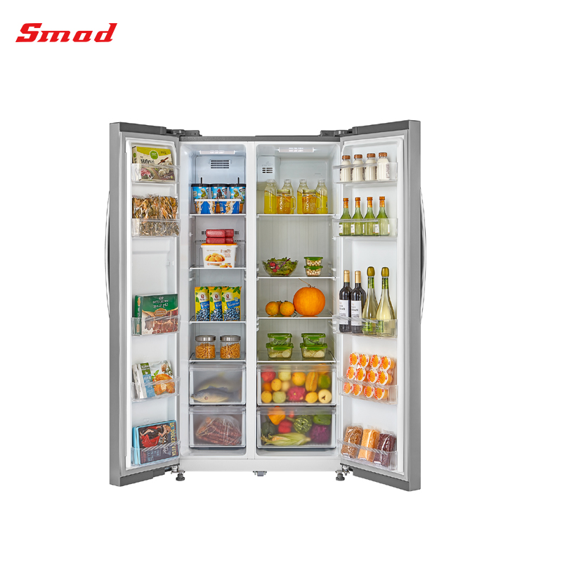Home Appliance Kitchen Big Stainless Steel Automatic Defrost Ice Maker Side by Side Refrigerator with Water Dispenser