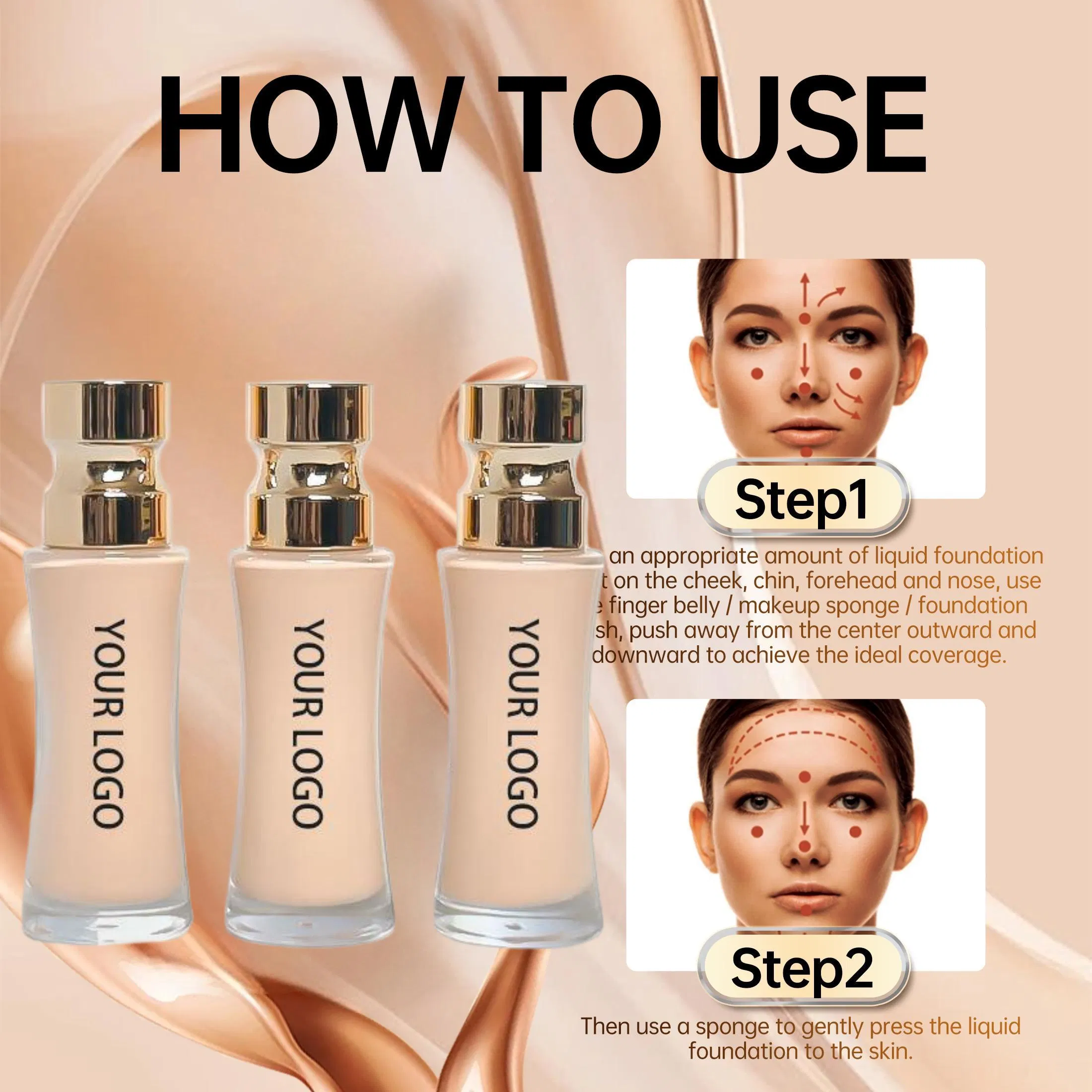 Wholesale Long-Lasting Full Coverage Waterproof Concealer Oil-Control Liquid Foundation in Fair Light Medium Regular Sizes