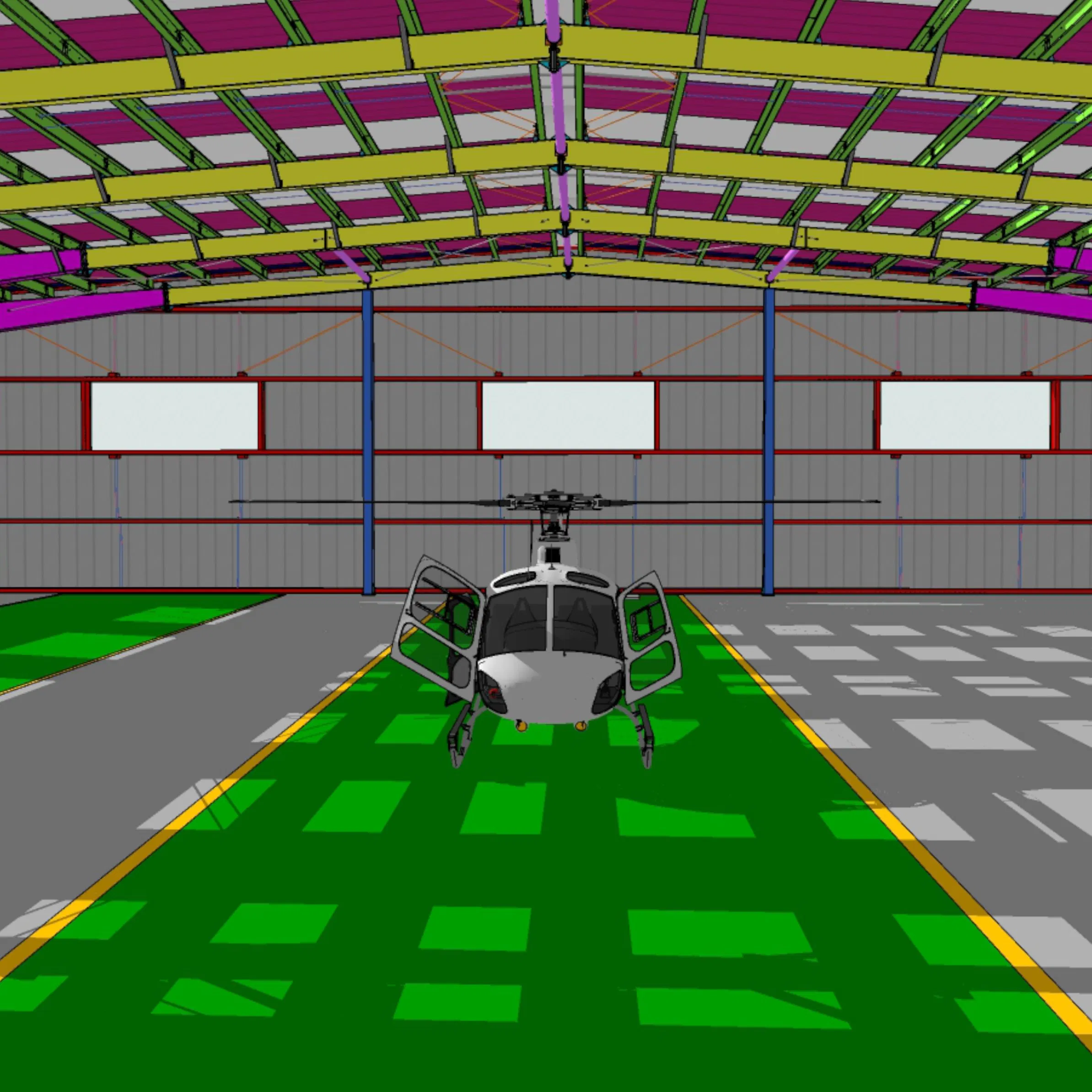 New Design Prefabricated Metal Steel Structure Warehouse Pre-Engineered Light Steel Structure Daylight Aircraft Hangar