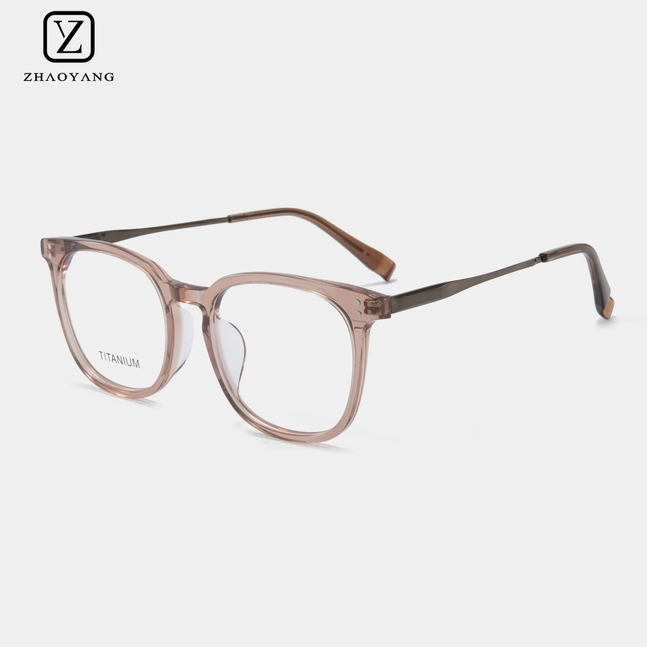 Acetate Front Spectacle Frame with Titanium Temple Hinge Integration