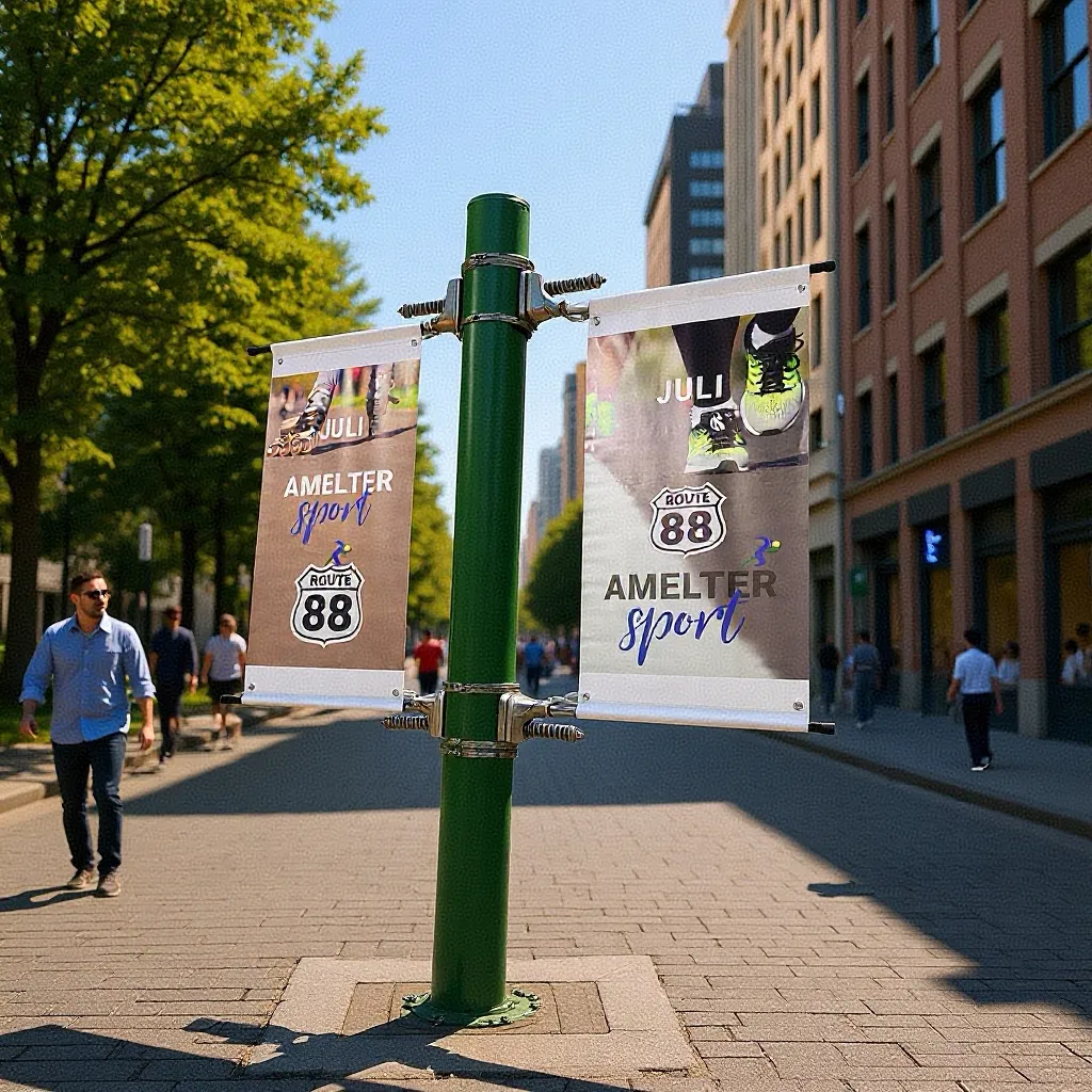 Aluminum Alloy Light Pole Advertising Banner Hanging Systems