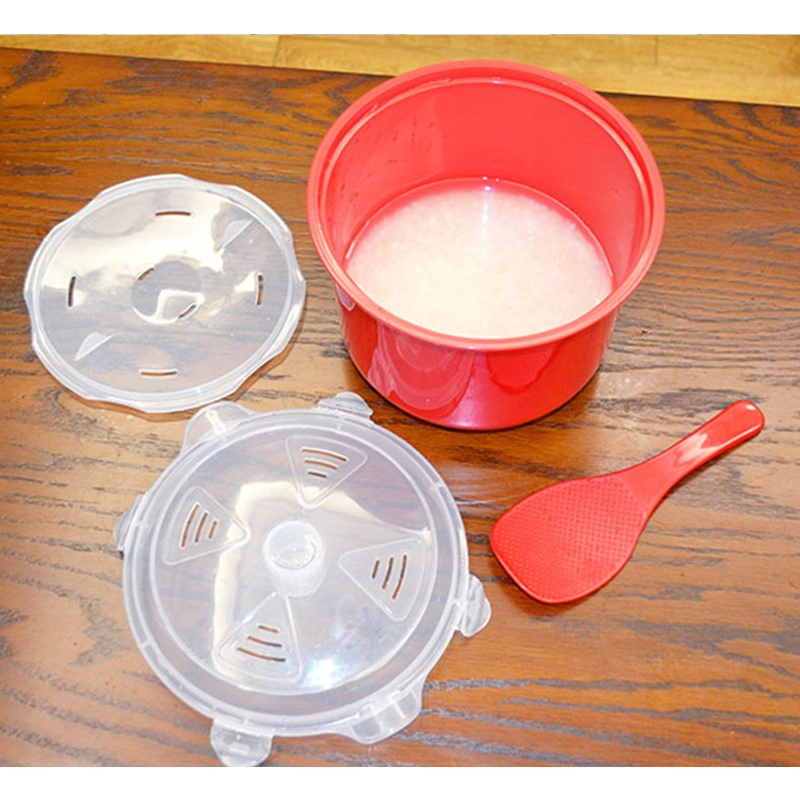 Household Thick Rice Cooker Heating Cooking Rice Box Plastic with Liquor Cooker Microwave Oven Steaming Rice Cooker