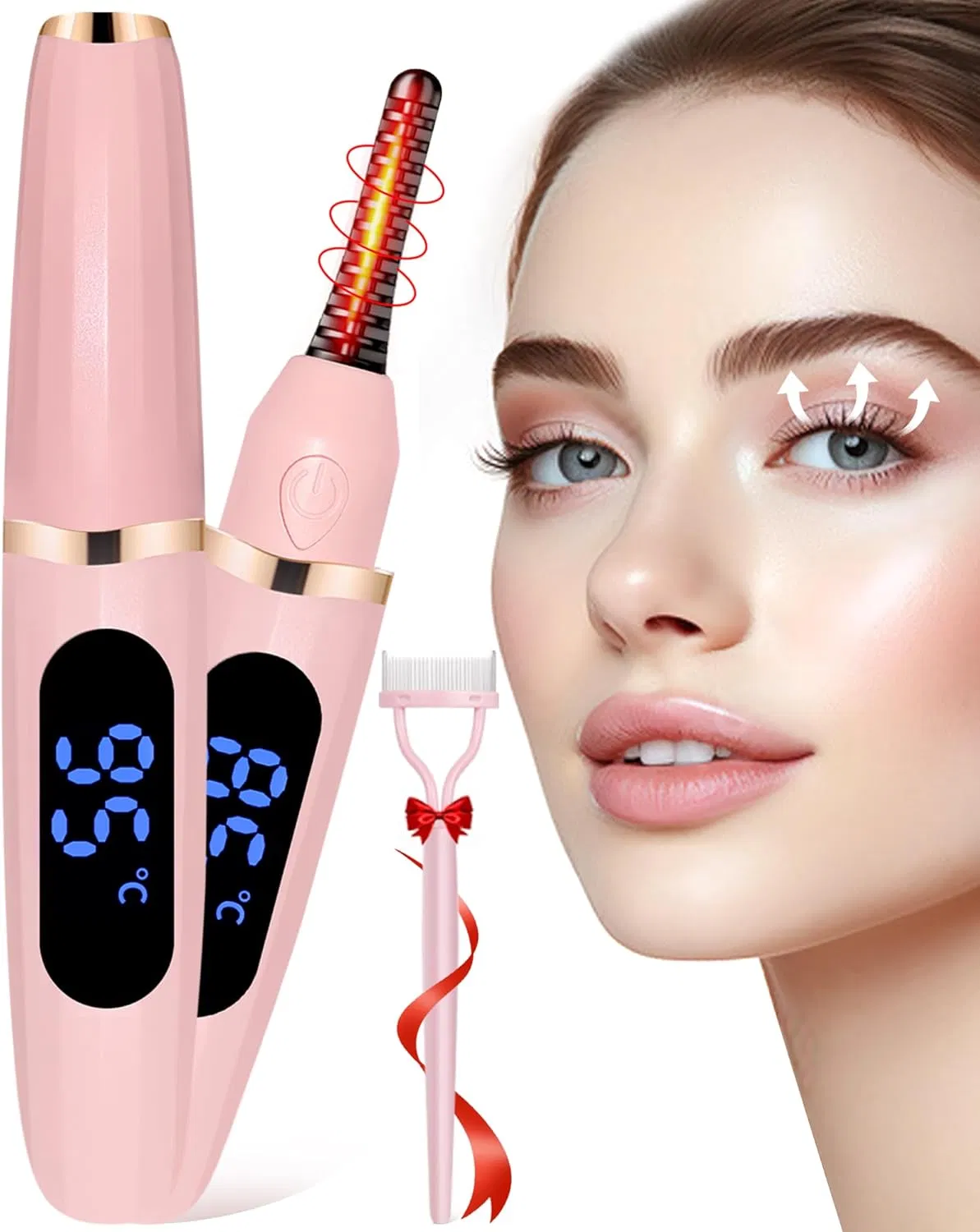 Heated Eyelash Curlers - Eye Lash Curler Heat - Mini Electric Eyelash Curler with LED Display