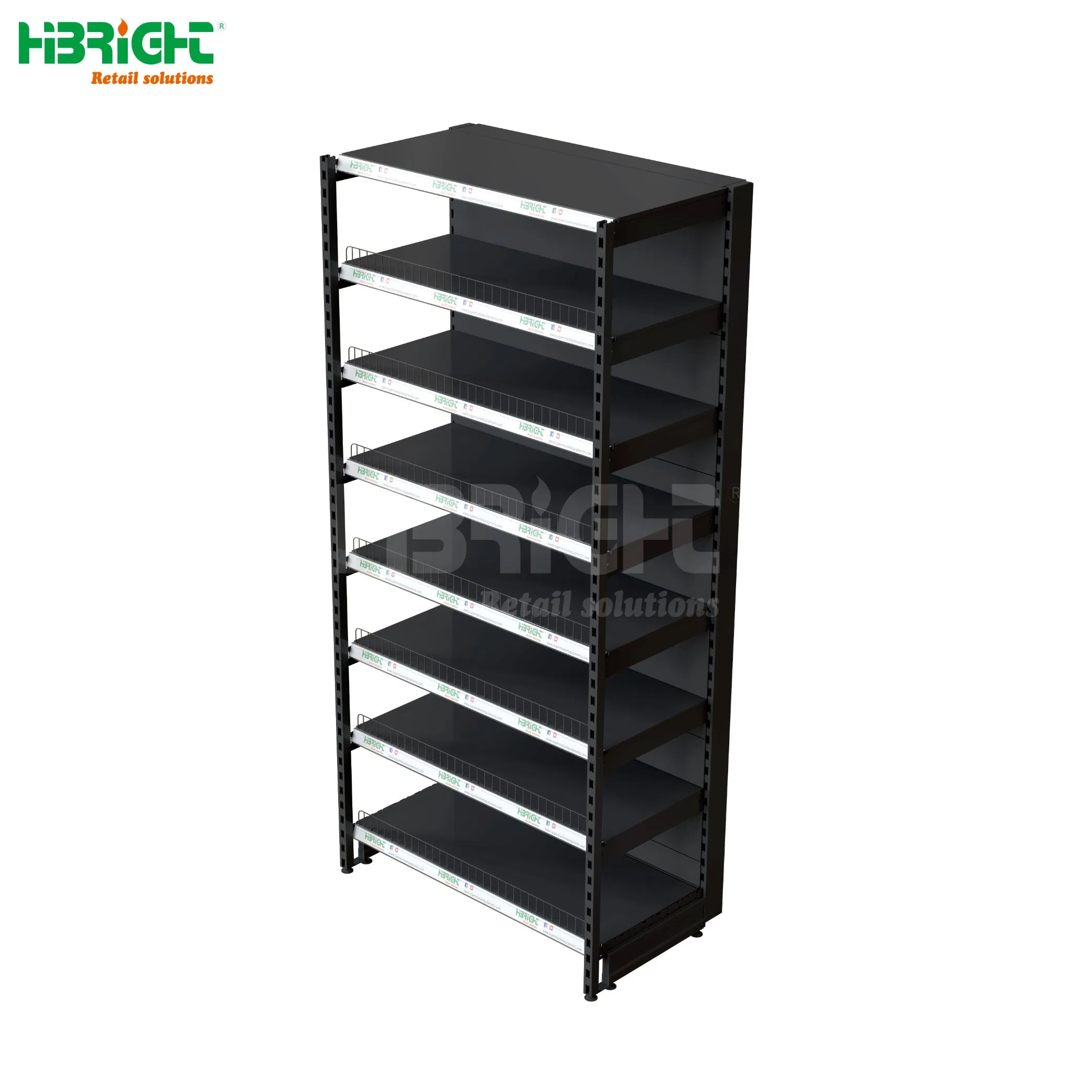 Single-Sided Modern Iron Display Rack White Gondola Shelving Convenience Store Groceries Light Duty Metallic Supermarket Shelves