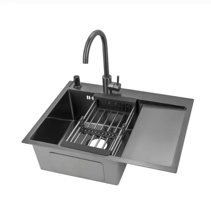 Modern Nano Handmade High Quality Silver Sink Single Bowl Stainless Steel Square Kitchen Sink/SS304