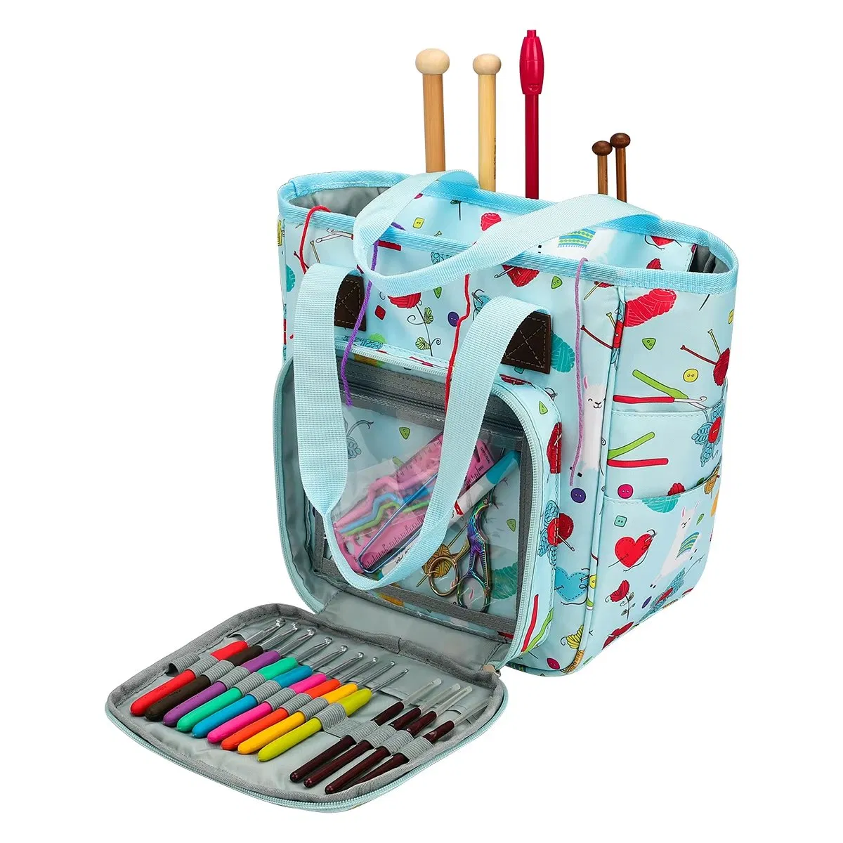 High-Quality Reusable Crochet Hook Storage Bag with Fun Cartoon Patterns