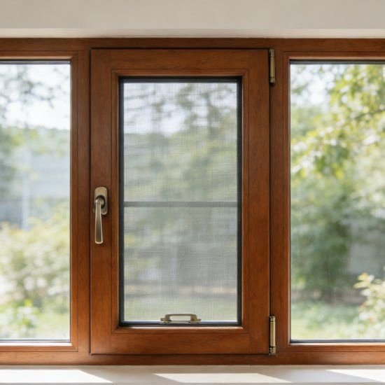 Thermal Insulation Eco-Friendly Solid Wood Composite Casement Window