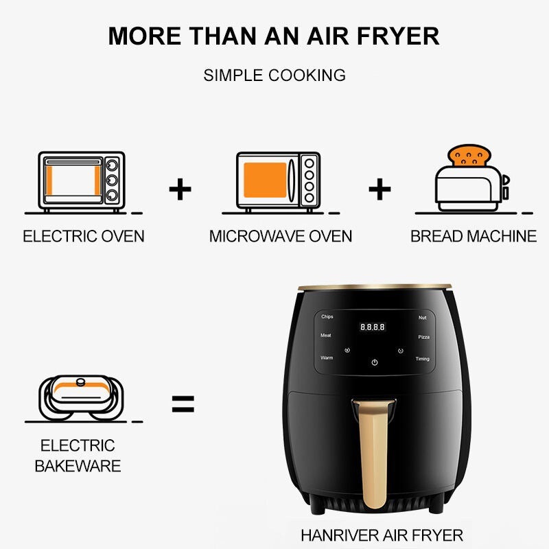 6L 8L Electric Digital Air Fryer Oven with Cooking Preset Rotisserie Dehydrator Oil Less Cooker Multi-Function Air Fryer Toaster