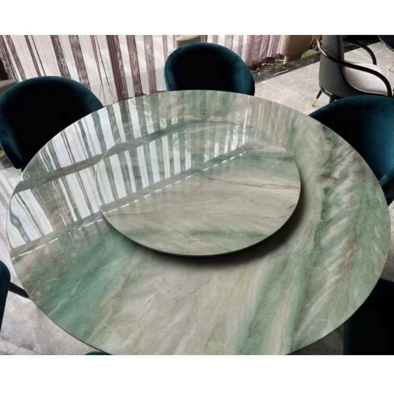 Elegant Green Marble Dining Tabletop for Luxurious Spaces