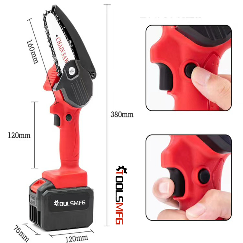 Toolsmfg 4 Inch Min Electric Cordless Battery Chainsaw