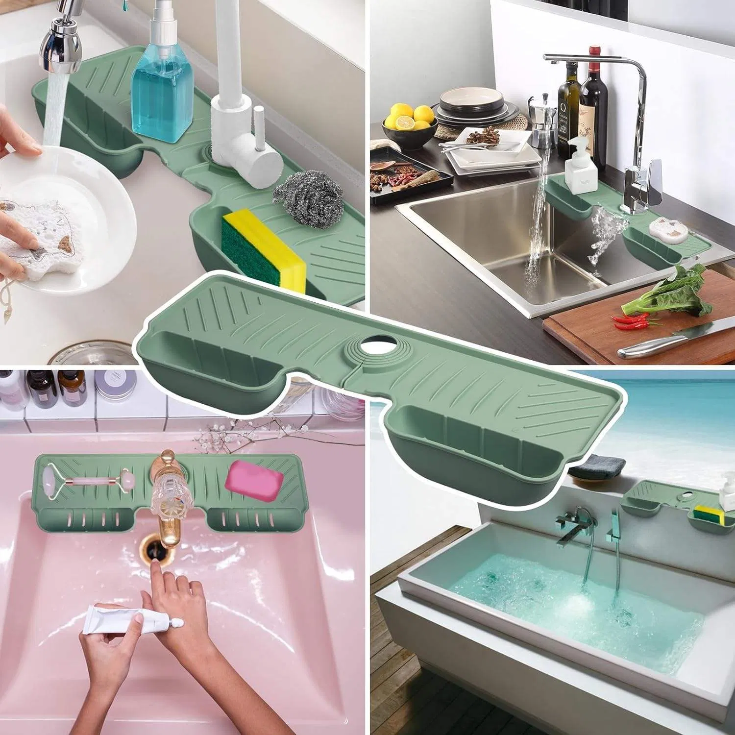 Silicon Faucet Sink Clear Water Catcher Protector Mat