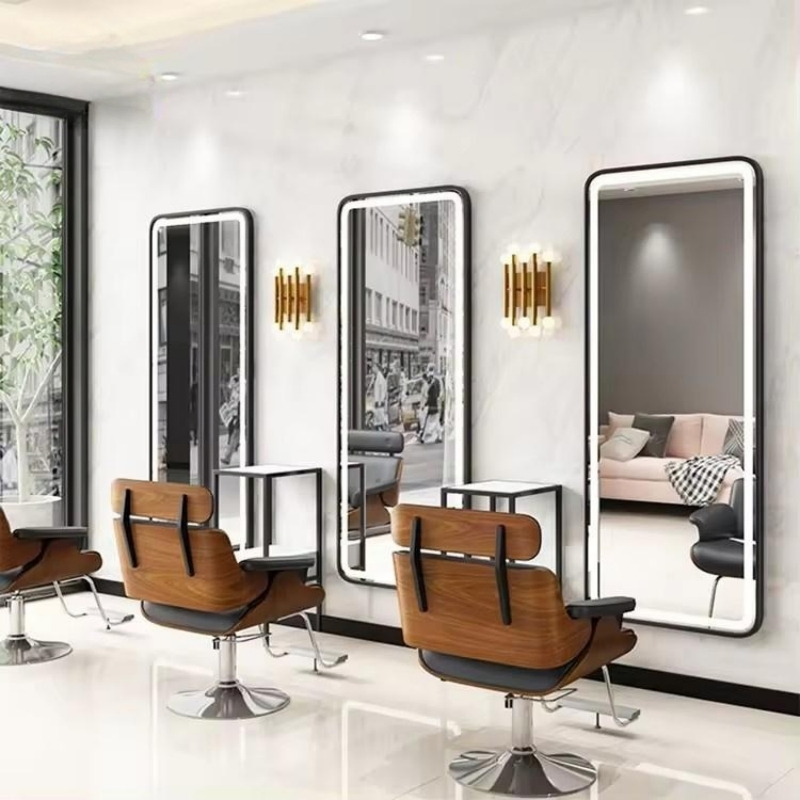 Modern Luxury Mirror Station Wall-Mounted Barber Shop Hair Salon Floor Mirror