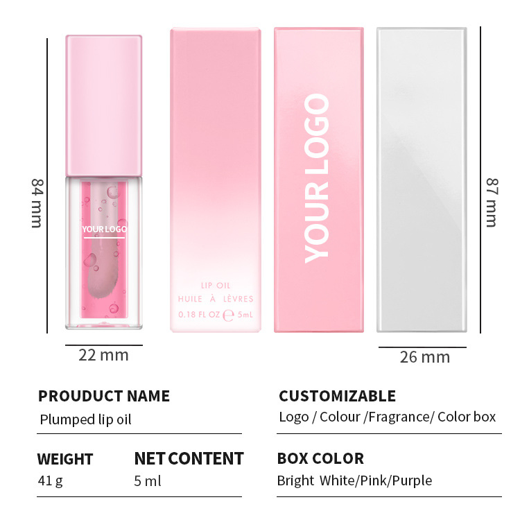 Pink Lip Oil Gloss Makeup Vendor Custom Logo Vegan Moisturize Intense Lip Care Private Label Nourishing Lip Glow Oil