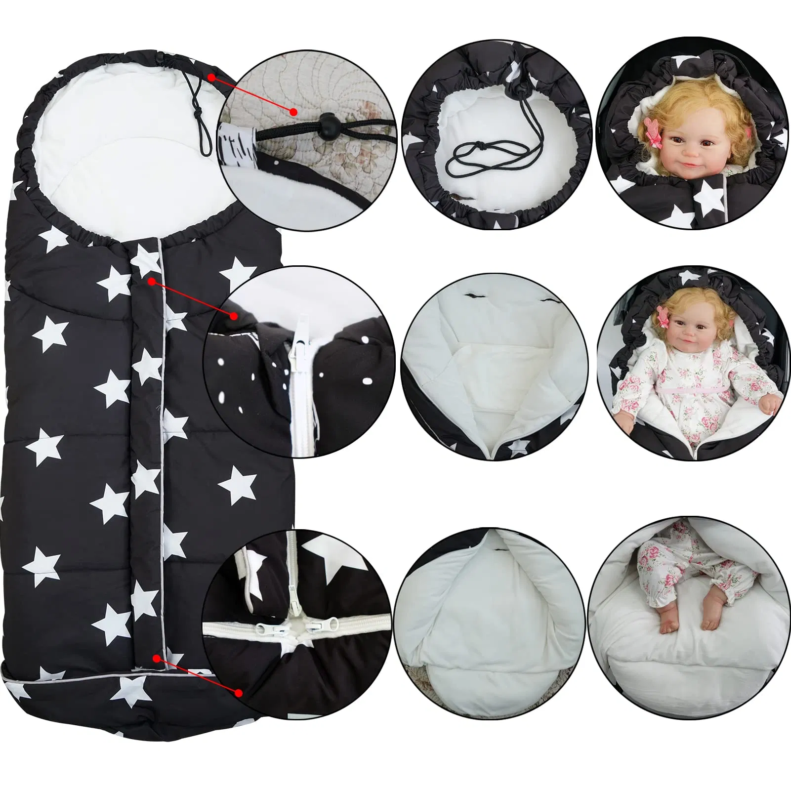 Wholesale Price Strollers Sleeping Bag with Pattern Winter Footmuff Baby Bunting Bag