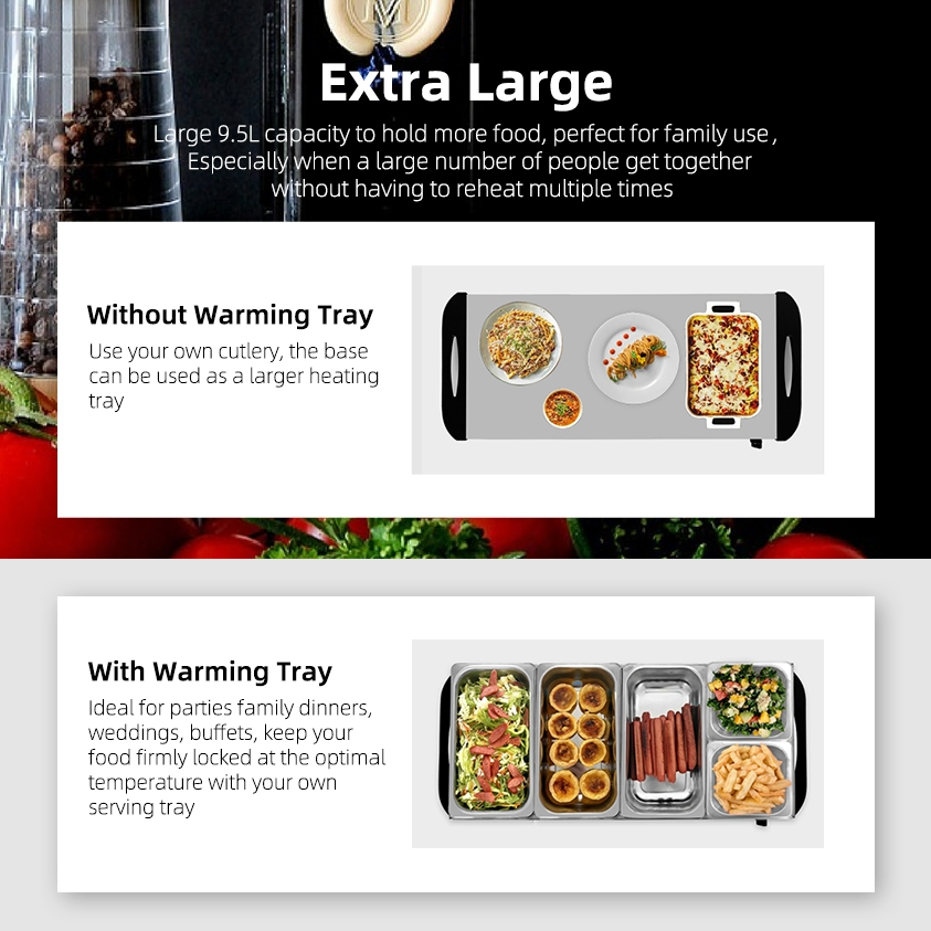 10qt Electric Warming Tray Heating Food Warmer Home Buffet Serve