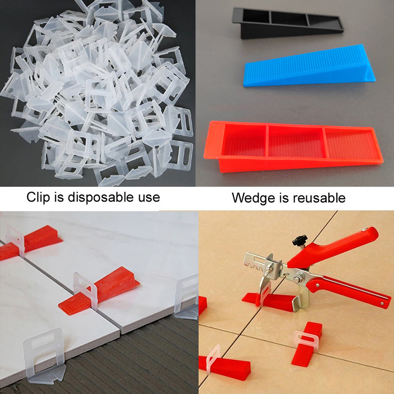 Tile Accessories Tile Leveling System 1mm/1.5mm/2mm/2.5mm/3mm 100PCS Clips+100PCS Wedges Plastic Tile Spacers Tiling Tools