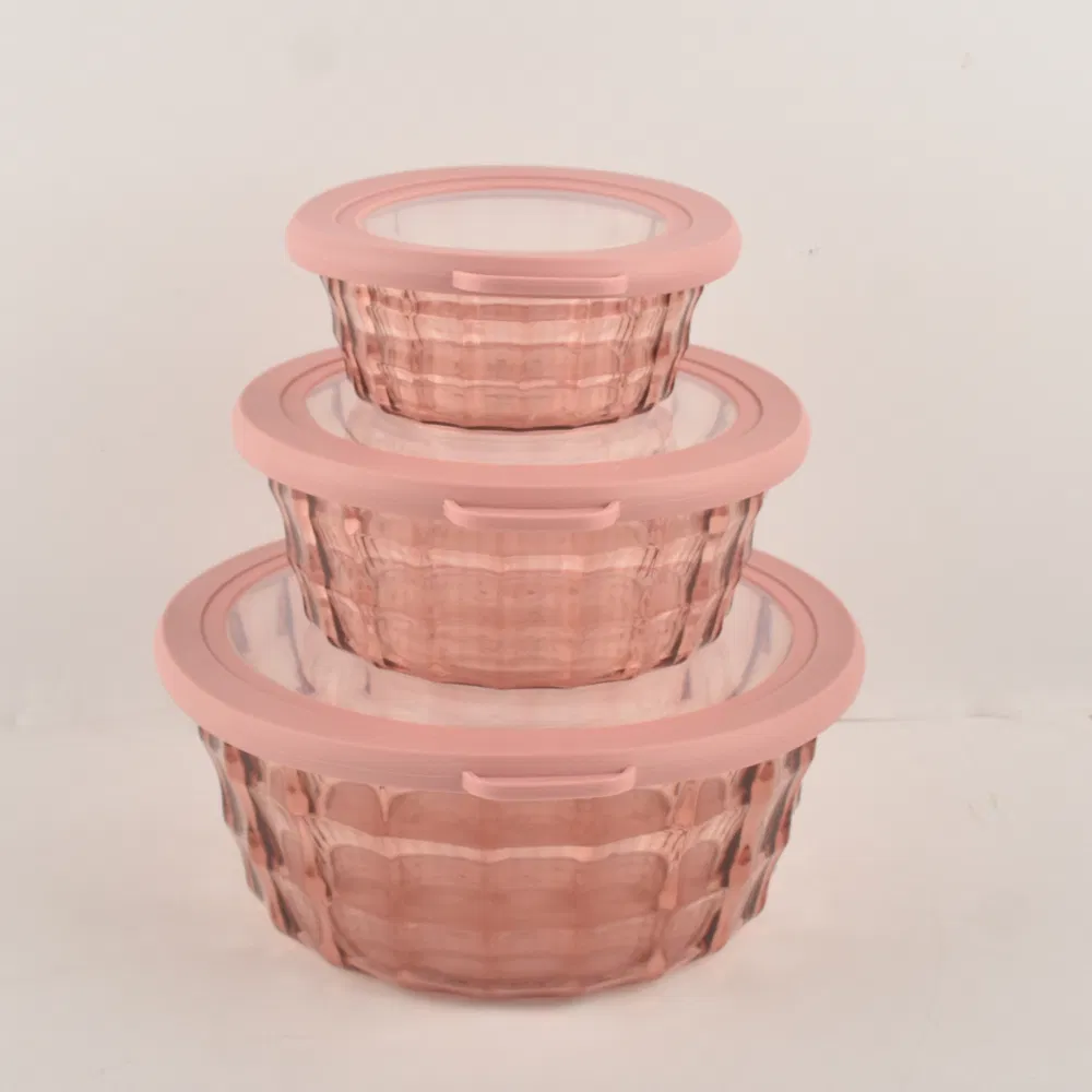 Set of 3 Rectangle Glass Food Storage Picnic Container Salad Lunch Container with Lid for Home