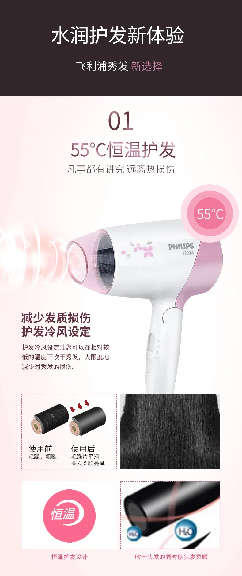 Hair Dryer HP8120 Home Dormitory Foldable Hair Care Constant Temperature Student Mini Small Power 1200