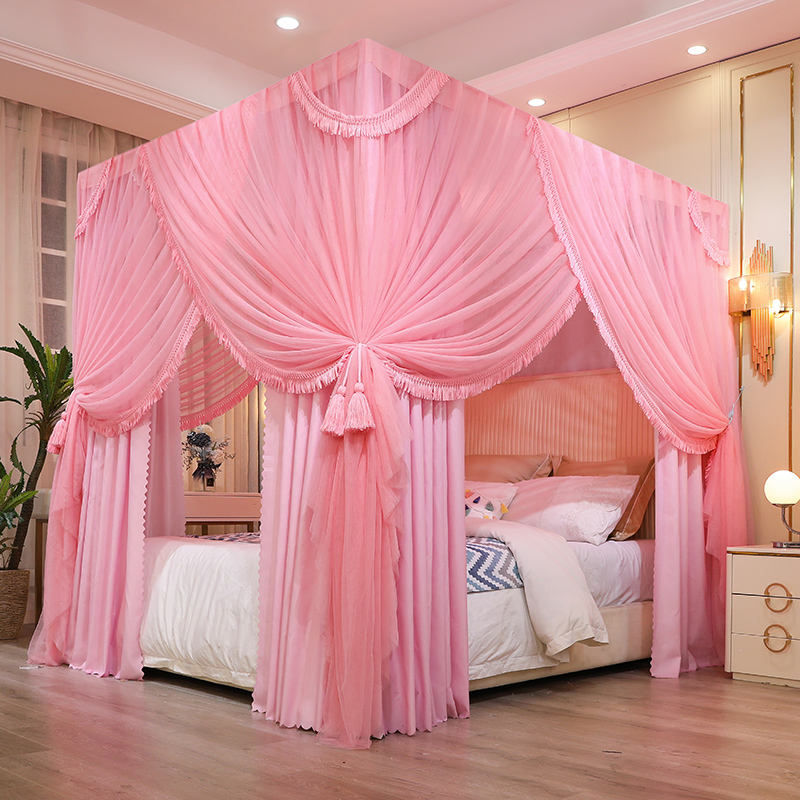 New Double Layer Mosquito Net Bed Canopy Princess Style Liqht Blocking Dust Proof Thickened Reinforced Triple Opening Mosquito Net