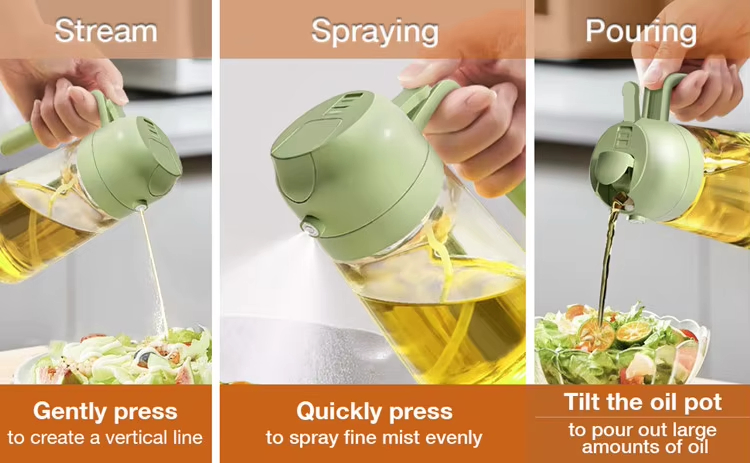 New Upgrade 2 in 1 Glass Olive Oil Mister Sprayer Dispenser Spray Bottle for Kitchen and Air Fryer Barbecue Salad Diffuser Oil Sprayer