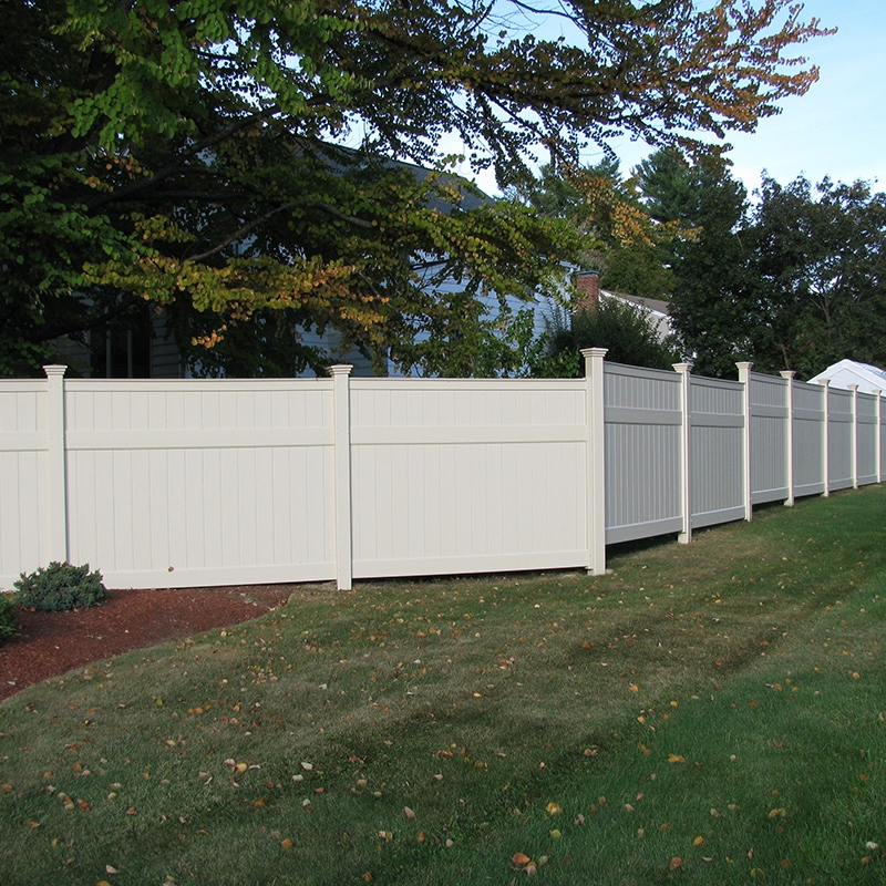 Outdoor Residential Vinyl Full Privacy Fence Post Profile Material, PVC Solid Privacy Fencing Panel, Plastic Garden Pool House Villa Picket Fence