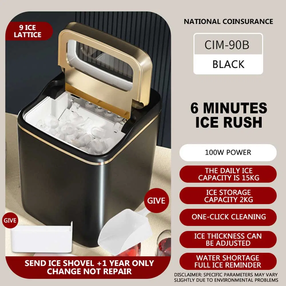 Portable 10kg Small Ice Maker Air-Cooled Fully Automatic Countertop Ice Cubes Machine with Self-Cleaning for Home Kitchen