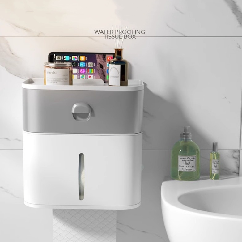 Bathroom Wall-Mounted Creative Multifunctional Storage Rack Roll Paper Towel Box