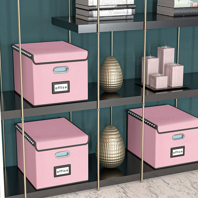 Multifunctional Storage Bins Collapsible Fabric Storage Box File Organizer with Lid