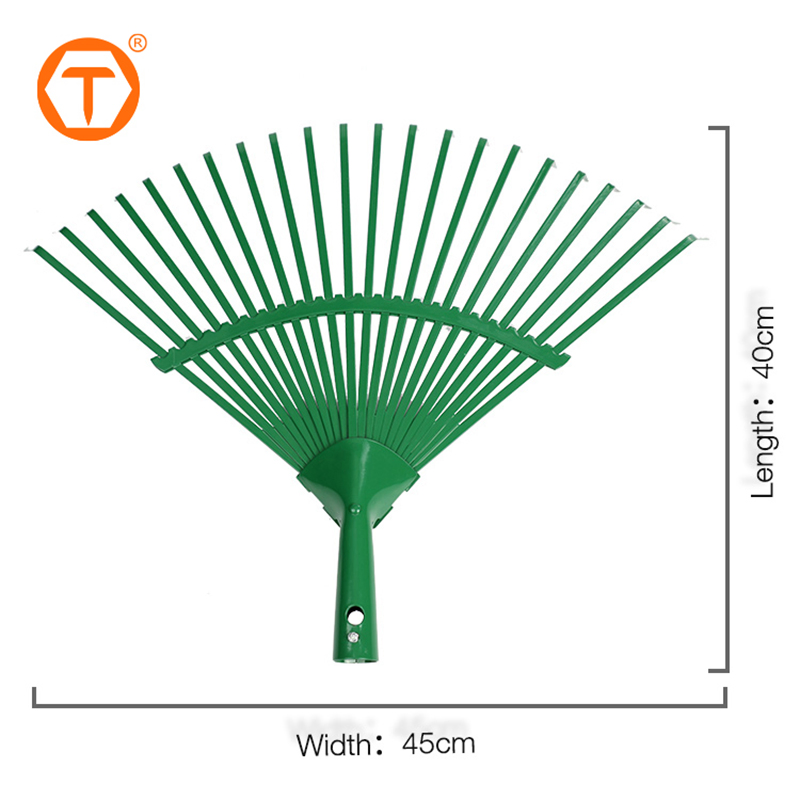 22 Teeth Heavy Duty Powder Painted Leaf Rake Steel Durable Garden Lawn Rake with Wood Handle