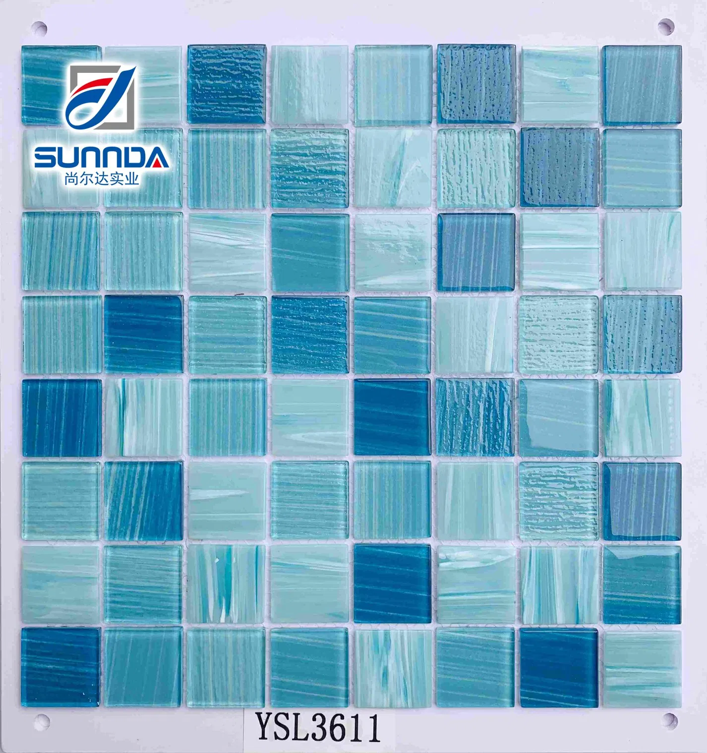 Мозаика стеклянная 30x30мм Aqua Blue для бассейна