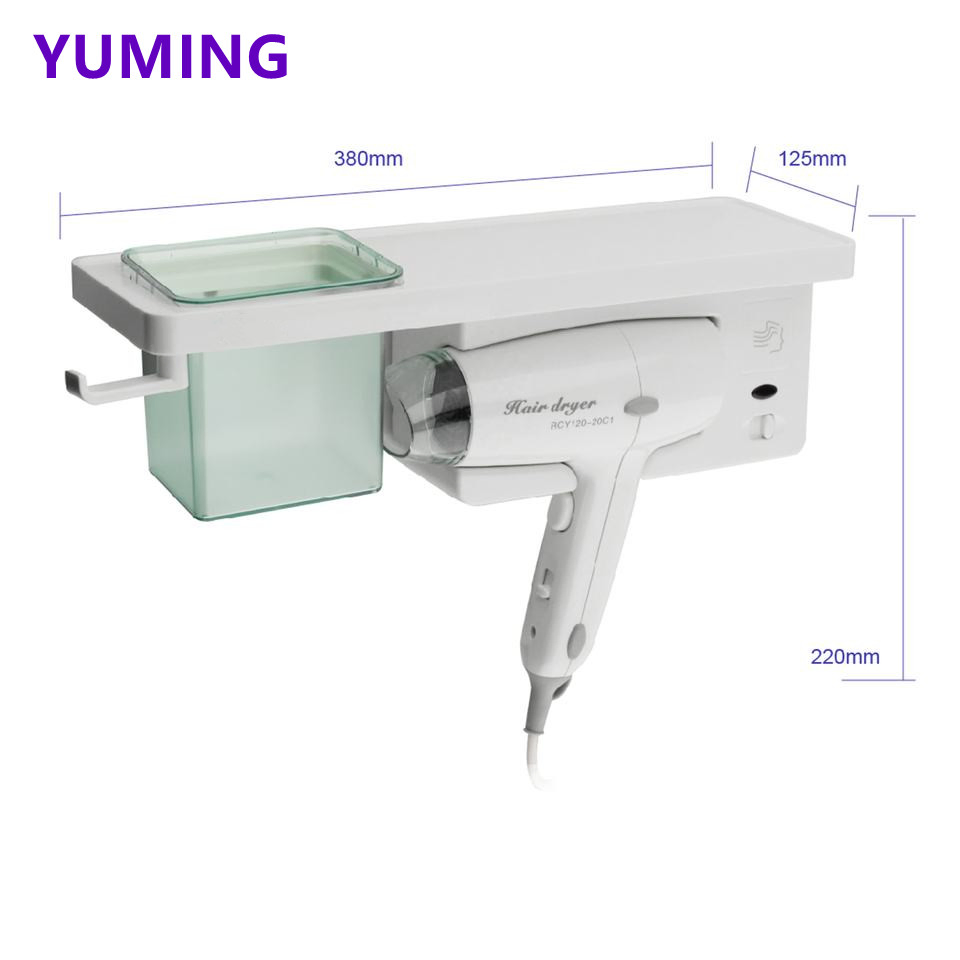 Home & Hotel Convenient Home & Hotel Convenience Mounted Base with Safety Switch ABS White Hair Dryer