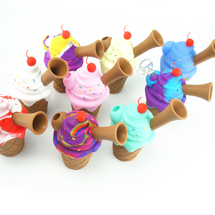 Ice Cream Silicone Hand Pipe Smoking Tobacco Water Oil Burner Hookah Kit
