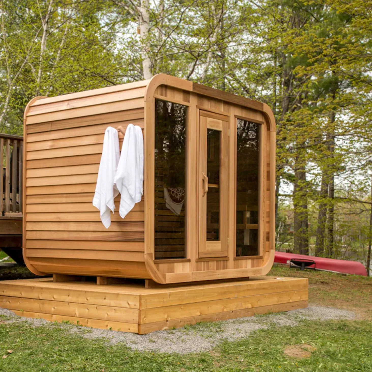 Boda Good Quality Wooden Barrel Prefab Outdoor Sauna Luxury Sauna Room Customization Sauna Dry Sauna
