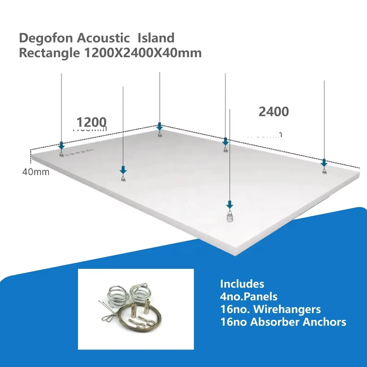 Modern Design Acoustic Panels Ceiling Cloud 1200X2400mm Rectangle Suspended Sound Decorative Absorbing Wire