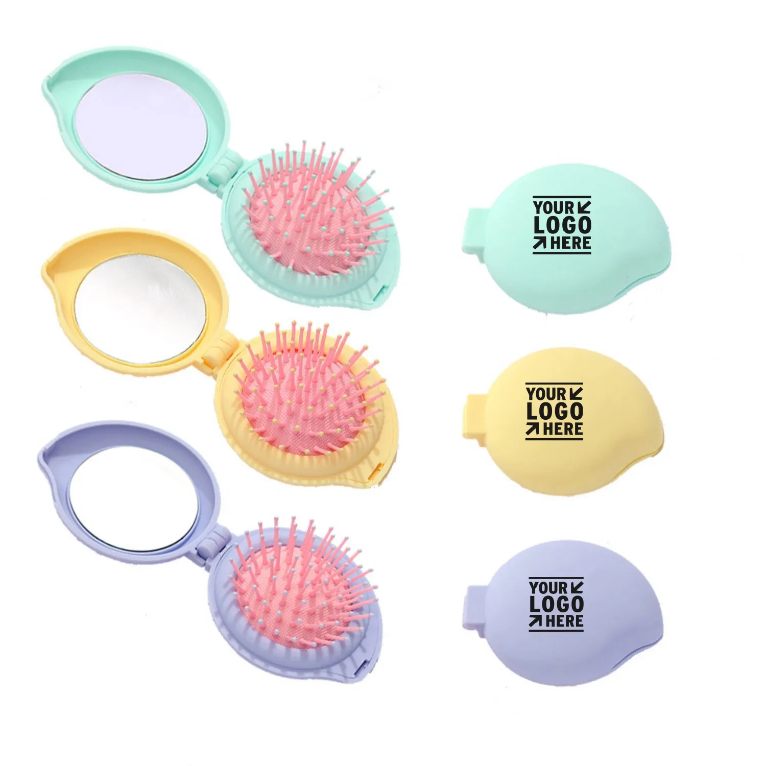 Peach-Shaped Folding Hairbrush