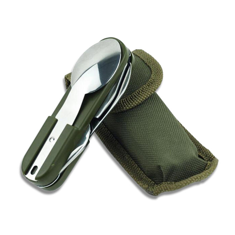 7 in 1 Multi Functional Outdoor Fork Knife Spoon Stainless Steel Camping Utensils