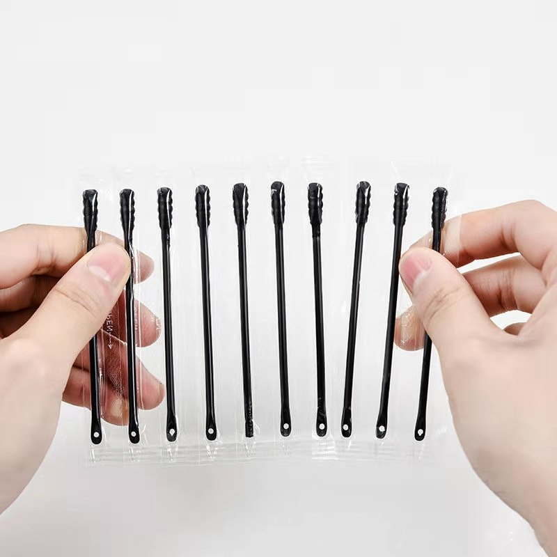 Comedones Squeeze Stick Round Head Black Cotton Buds Biodegradable Cotton Swabs
