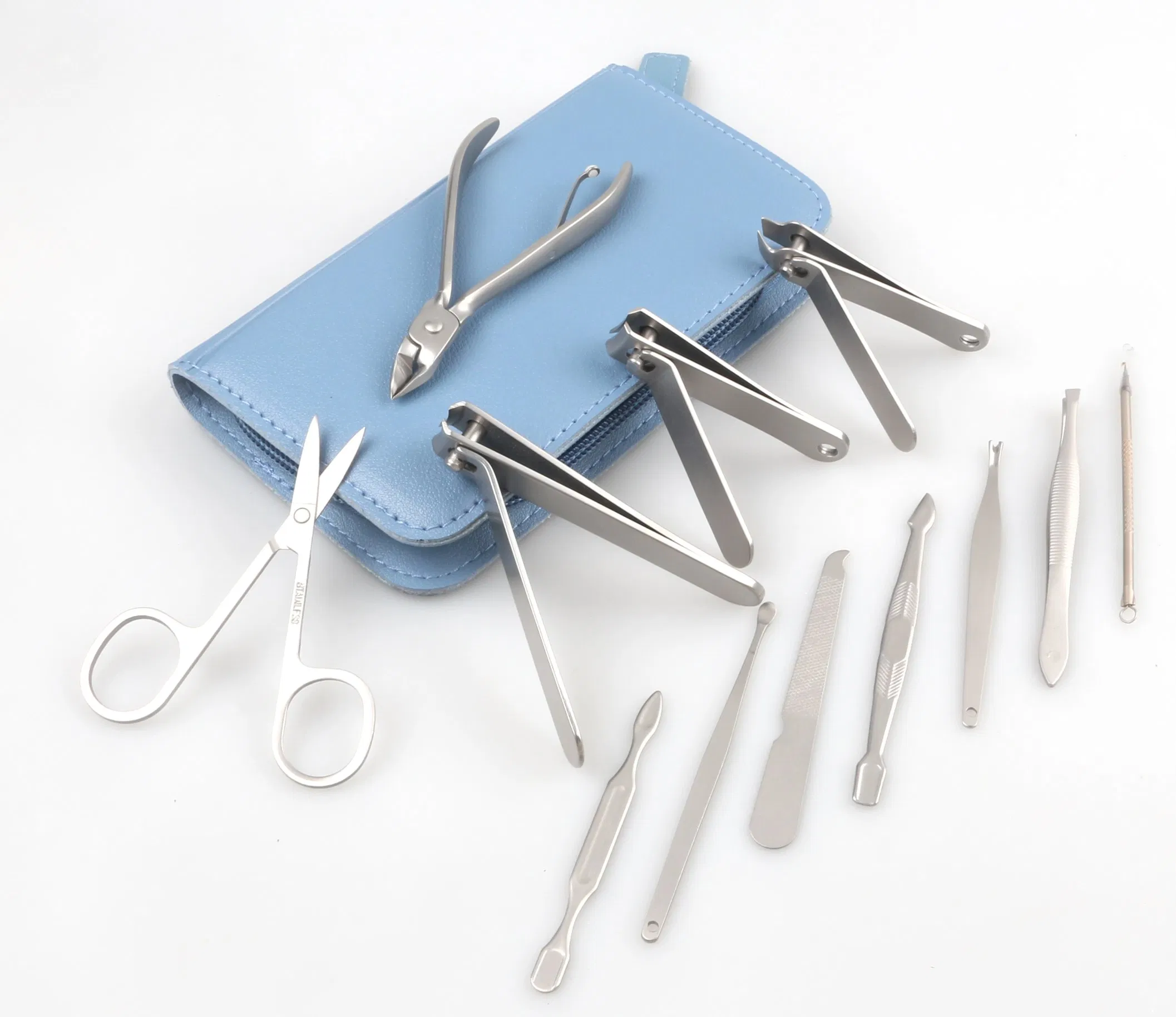 12PCS Portable Nail Cutter Stainless Steel Nail Clippers Pedicure Manicure Set Factory Price (SE-MS010)