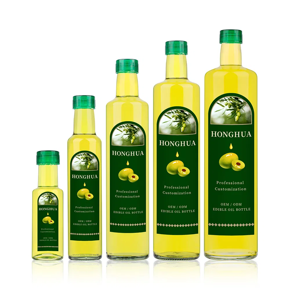 Kitchen Olive Oil Glass Bottles Empty Vinegar Sauce Condiment 100ml 250ml 500ml 750ml 1000ml with Lids
